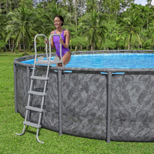 Bestway Flowclear 52 Inch Heavy Duty Metal A Frame Above Ground Pool Ladder