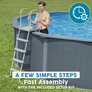 Bestway Flowclear 52 Inch Heavy Duty Metal A Frame Above Ground Pool Ladder