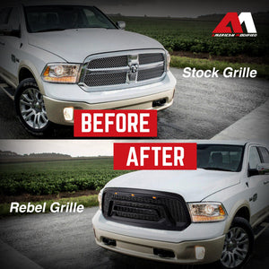 AMERICAN MODIFIED Rebel Grille with Amber Lights for 2013-2018 Dodge Ram 1500