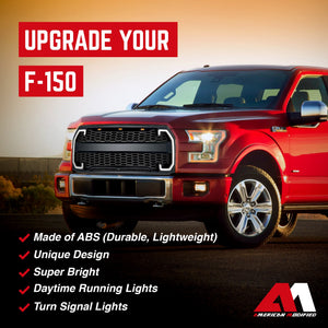 AMERICAN MODIFIED Raptor Style Mesh Grille w/Turn Lights for 2015-2017 Ford F150
