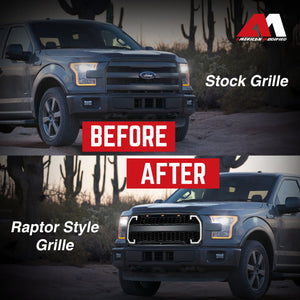 AMERICAN MODIFIED Raptor Style Mesh Grille w/Turn Lights for 2015-2017 Ford F150