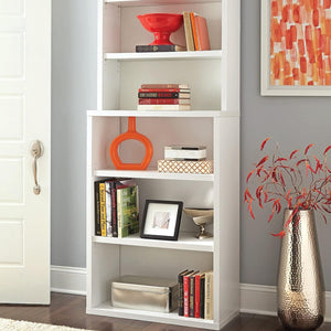 ClosetMaid 6 Tier Bookshelf with Adjustable Shelves and Closed Back Panel, White