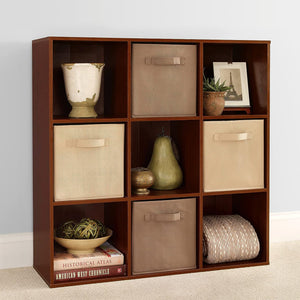 ClosetMaid 9 Cube Cubby Wood Open Bookcase Display Shelf Organizer, Dark Cherry - TRAPSKI