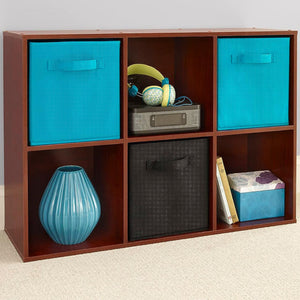 ClosetMaid 6 Cube Cubby Wood Open Bookcase Display Shelf Organizer, Dark Cherry