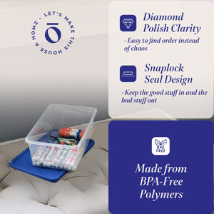 Homz Snaplock 6 Qt Stackable Plastic Storage Container w/Lid, Blue (20 Pack)