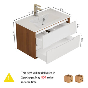 32-Inch Wall-Mounted Bathroom Vanity With Sink Combo