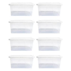 Homz 12 Qt Snaplock Clear Plastic Storage Container Bin with Secure Lid (8 Pack)