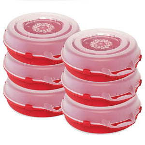 Homz 24 Inch Seasonal Holiday Christmas Plastic Wreath Storage Box, Red (6 Pack)