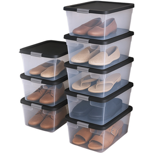 Homz 15 Qt Stackable Plastic Storage Container w/Snaplock Lid, Gray (8 Pack)