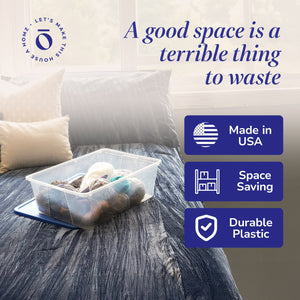 Homz 12 Qt Stackable Plastic Storage Container w/ Snaplock Lid, Blue (8 Pack)