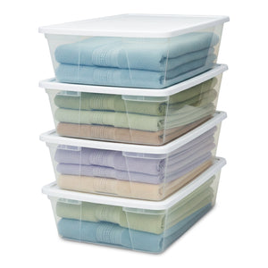 Homz Snaplock 41 Qt Stackable Plastic Storage Container w/Latching Lid (4 Pack)