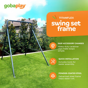 gobaplay Outdoor Single Swing Set with Support Bars for Tree Swing, Frame Only
