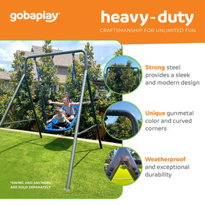 gobaplay Outdoor Single Swing Set with Support Bars for Tree Swing, Frame Only