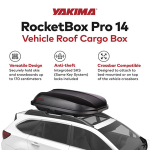 Yakima RocketBox Pro 14 Roof Cargo Box Carrier for StreamLine Crossbar, Black