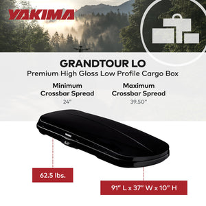 Yakima Rooftop Cargo Box Low Profile Hard Roof Storage Carrier GrandTour Lo