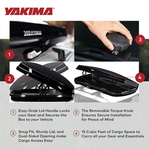 Yakima Rooftop Cargo Box Low Profile Hard Roof Storage Carrier GrandTour Lo