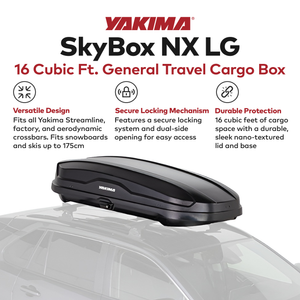 Yakima NX 16 Vehicle Rooftop Cargo Carrier Box, Fits StreamLine CrossbarsBlack