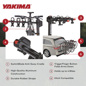 Yakima DoubleDown 4 Tilting Hitch-Mounted Bike Rack for Cars, SUVs, & Trucks
