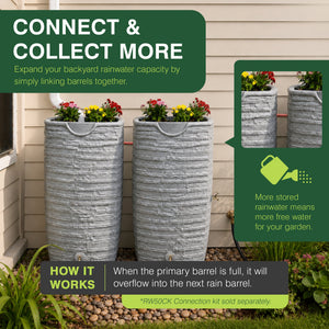 Good Ideas Impressions Riverwalk 50 Gal Rain Saver with Spigots, Light Granite