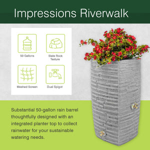 Good Ideas Impressions Riverwalk 50 Gallon Rain Saver, Dark Granite (2 Pack)