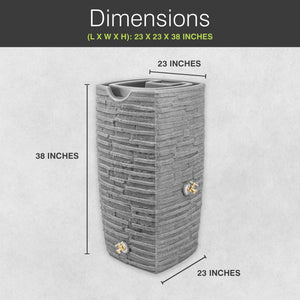 Good Ideas Impressions Riverwalk 50 Gal Rain Saver with Spigots, Light Granite
