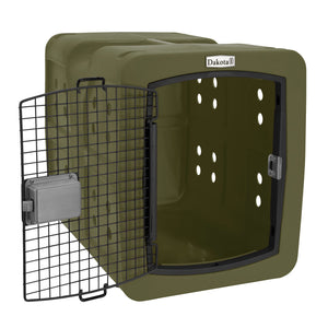 Dakota 283 G3 Medium Easy to Clean Dog Kennel w/ Handle & Latching Door, Olive
