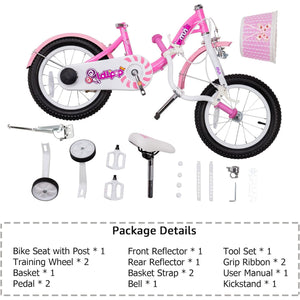 RoyalBaby Chipmunk 16" Kids Bicycle w/ Basket, Training Wheels & Kickstand, Pink