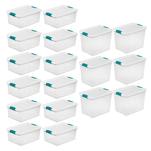 Sterilite 12 Pack 15-Qt & 6 Pack 25-Qt Stackable Clear Plastic Storage Bin w/Lid