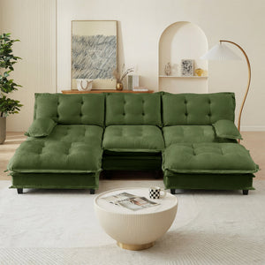 107" U Shaped Modern Sofa Modular Sectional Cloud Couch with Ottomans