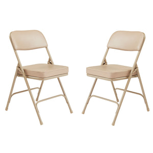 NPS 3200 Series 2" Cusion Vinyl Upholstered Office Folding Chair, Beige, 2 Pack - TRAPSKI