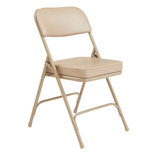 NPS 3200 Series 2" Cusion Vinyl Upholstered Office Folding Chair, Beige, 2 Pack - TRAPSKI