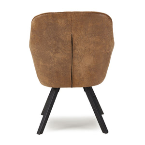 JOMEED Cushioned Swivel Armchair with Rubberwood Legs for Home and Office, Brown