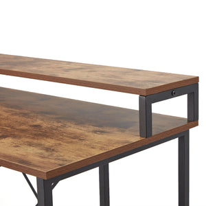 JOMEED Computer Desk with Monitor Shelf for At-Home Office Space, Brown/Black