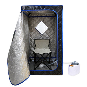 JOMEED 31 x 31 Inch Quilted Zip Sauna with Chair for Home Relaxation, Black
