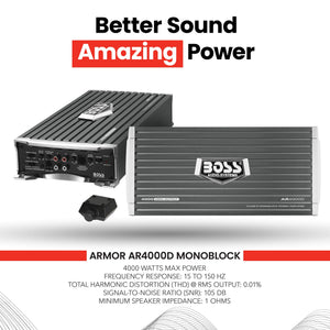 Boss AR4000D Armor 4000W Monoblock Class D Car Audio Amplifier Amp and Remote - TRAPSKI