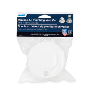 Camco Replacement All Plumbing Vent Cap w/Spring Tension Attachment, Polar White
