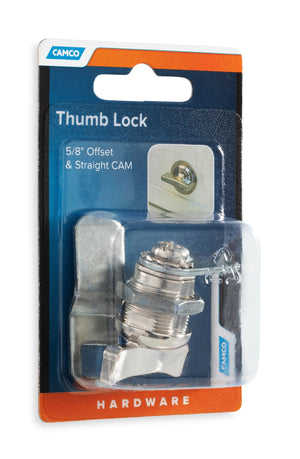 Camco 44333 Steel RV Thumb Operated Offset Cam Lock, Fits up to 5/8 Inches Thick