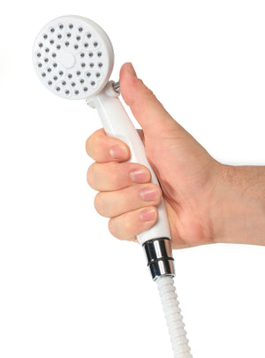 Camco 44023 Round Shower Head with On and Off Switch for RVs and Boats, White