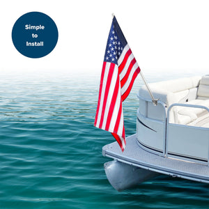 Camco Pontoon Boat Flagpole Mount with Screws & Mounted Hardware, Brushed Nickel
