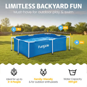 Funsicle 7' x 5' Above Ground Activity Lap Swimming Pool for Family and Kids