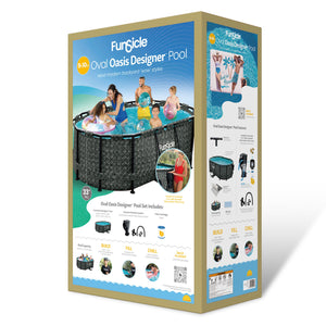 Funsicle Oasis 9'10" x 6'7" Oval Above Ground Swimming Pool, Dark Herringbone