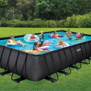 Funsicle 24'x12'x52" Oasis Rectangle Outdoor Above Ground Swimming Pool, Black