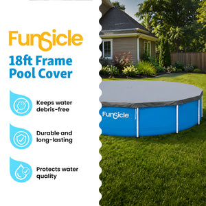 Funsicle 18 Foot Durable Round Pool Cover for Oasis and Activity Pools, Gray