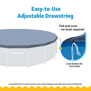 Funsicle 18 Foot Durable Round Pool Cover for Oasis and Activity Pools, Gray