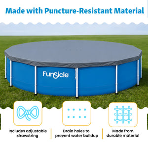Funsicle 18 Foot Durable Round Pool Cover for Oasis and Activity Pools, Gray