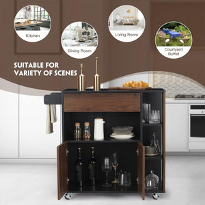 JOMEED Home Kitchen Island Rolling Cart with Storage Drawers and Towel Rack