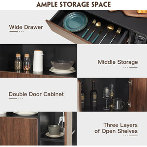 JOMEED Home Kitchen Island Rolling Cart with Storage Drawers and Towel Rack