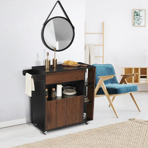 JOMEED Home Kitchen Island Rolling Cart with Storage Drawers and Towel Rack