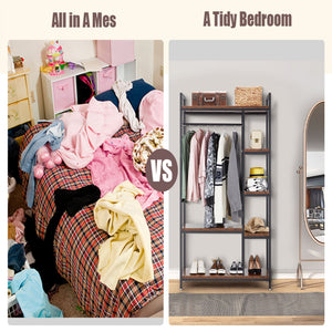 JOMEED Freestanding Closet Clothing Rack Organizer with Shelves and Hanging Rod