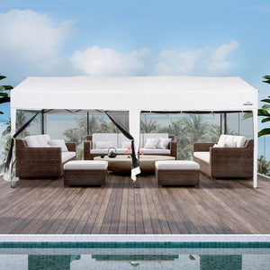 Suntime 10' x 20' Easy Pop Up Rectangular Canopy with Removable Sidewalls, White